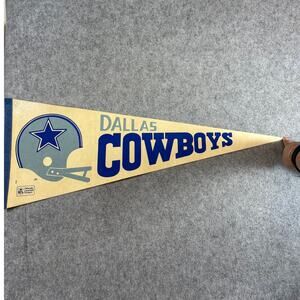 VINTAGE 80s Dallas Cowboys NFL Felt Pennant Banner Helmet Logo Football Flag